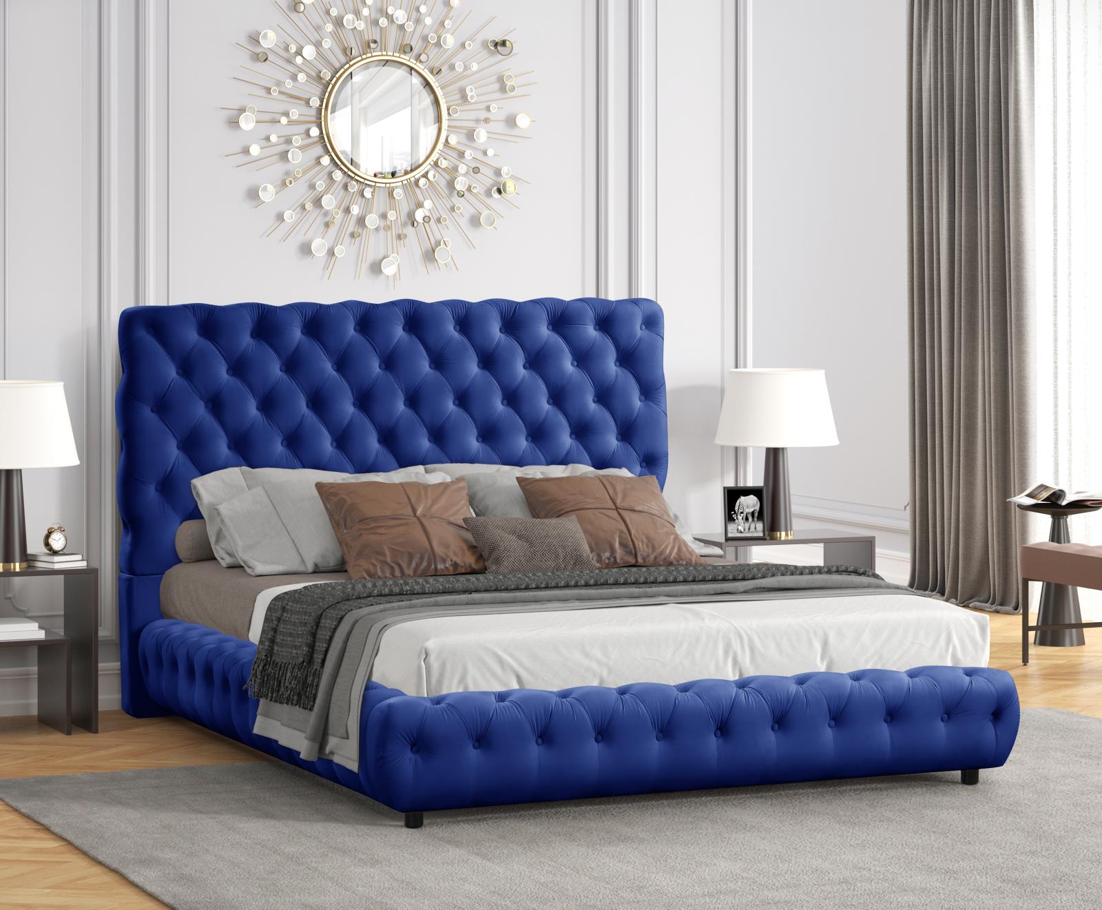 Lena Blue Upholstered King Bed — view 2