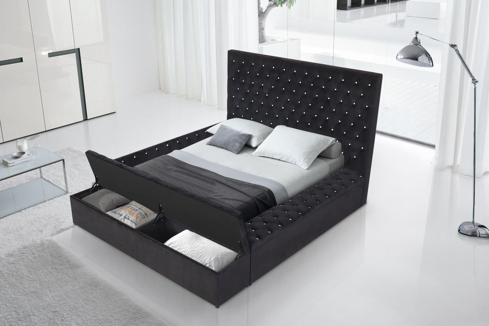 Compton Black Upholstered Storage King Bed