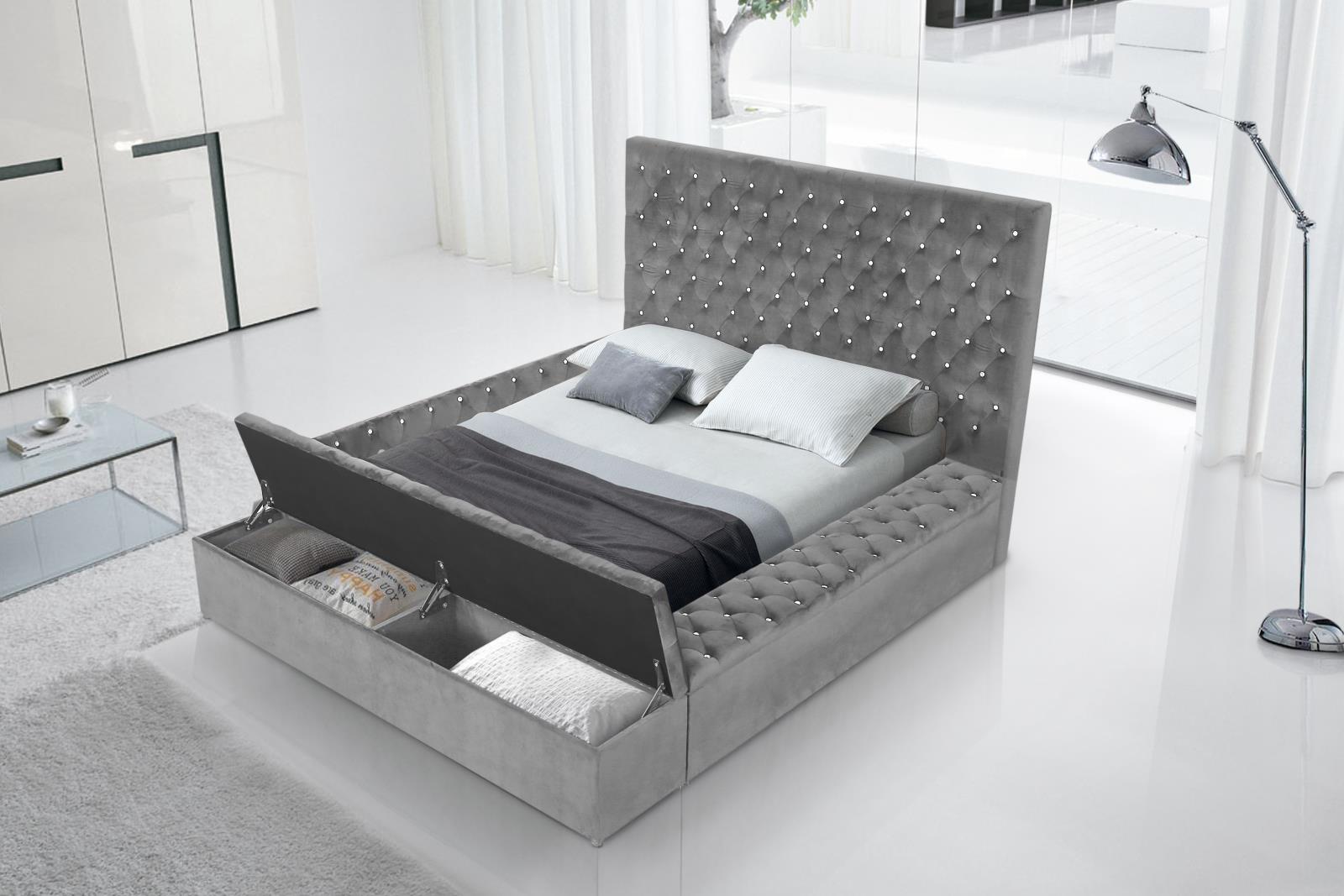 Compton Gray Upholstered Storage King Bed