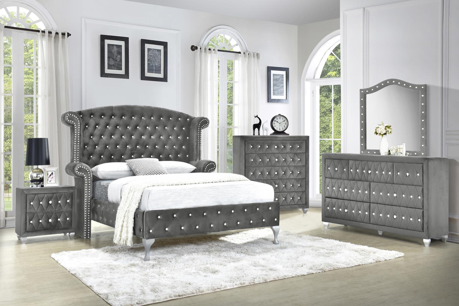 Stella Gray King Bed, Dresser & Mirror