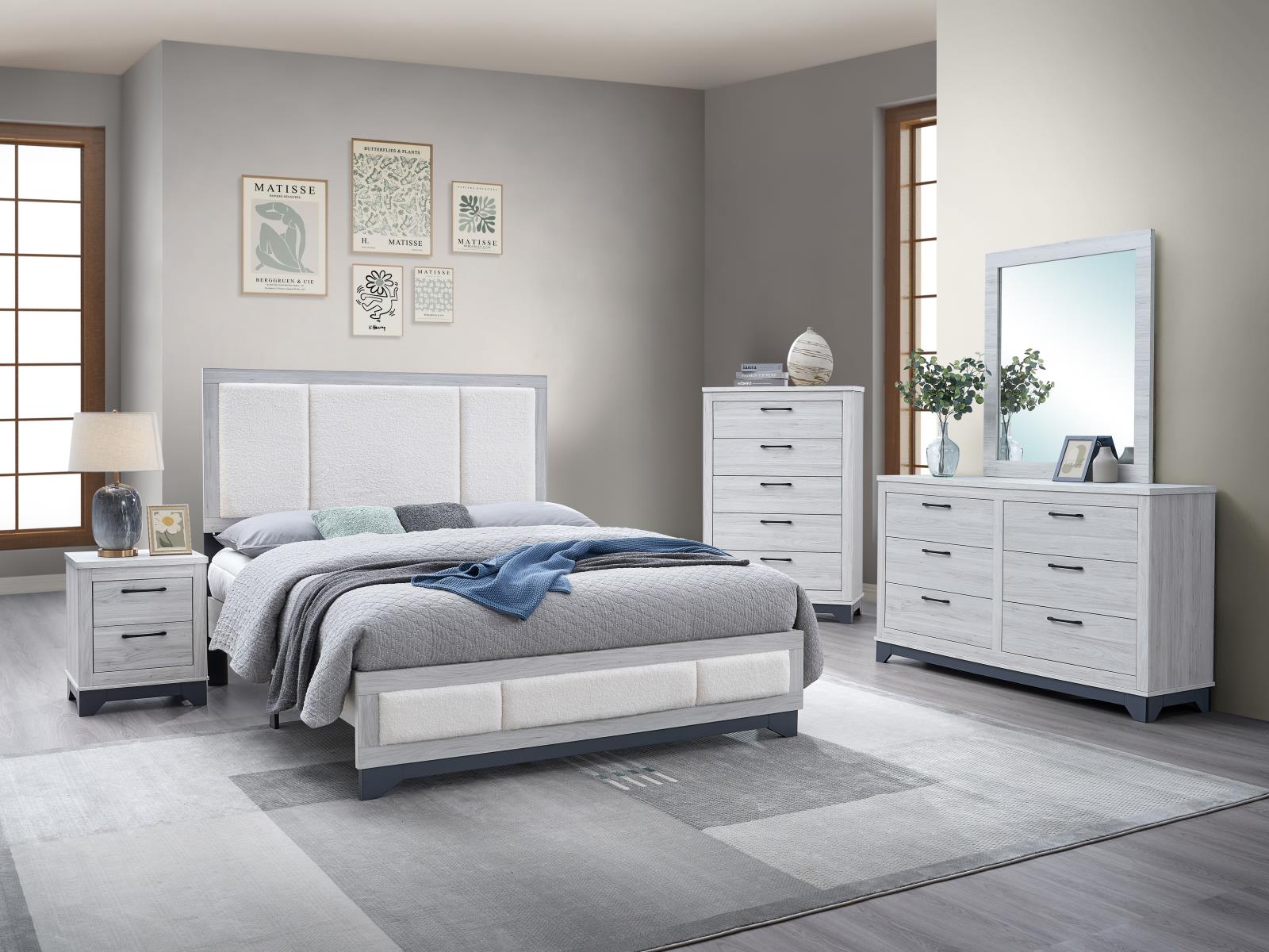 Vivienne White Upholstered Twin Bed