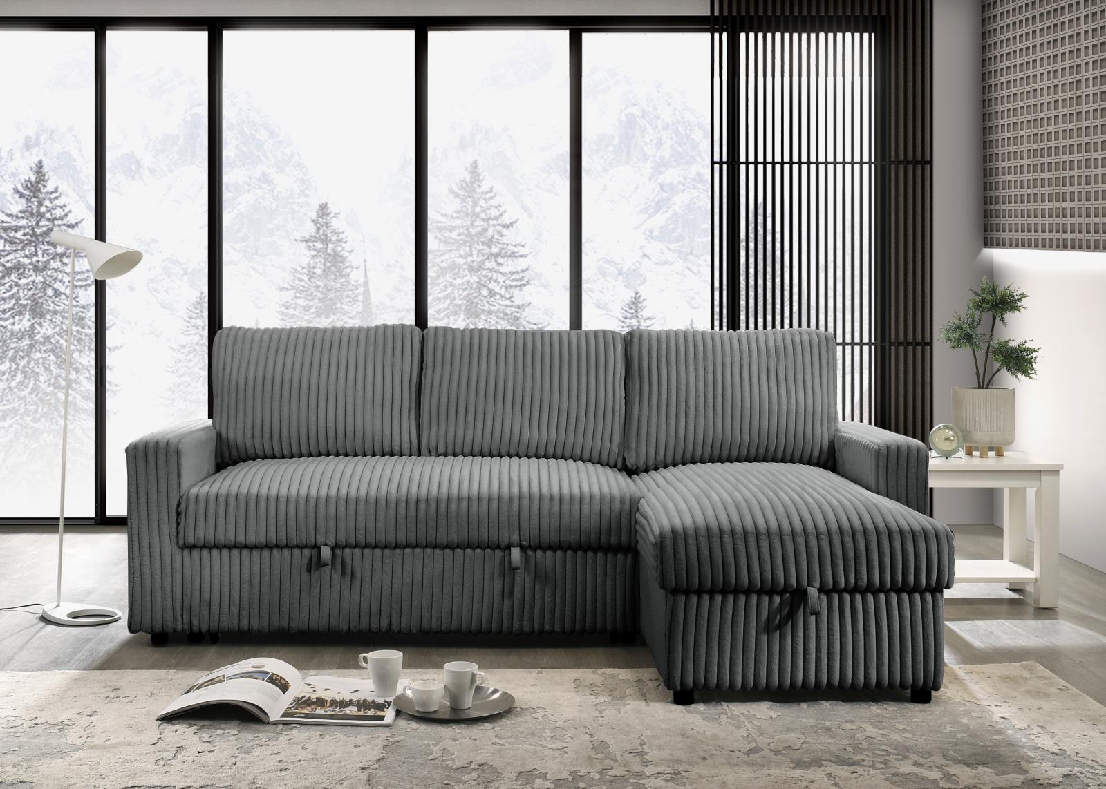 Jayla Light Gray Reversible Sectional with Pull-Out Bed & Storage Chaise