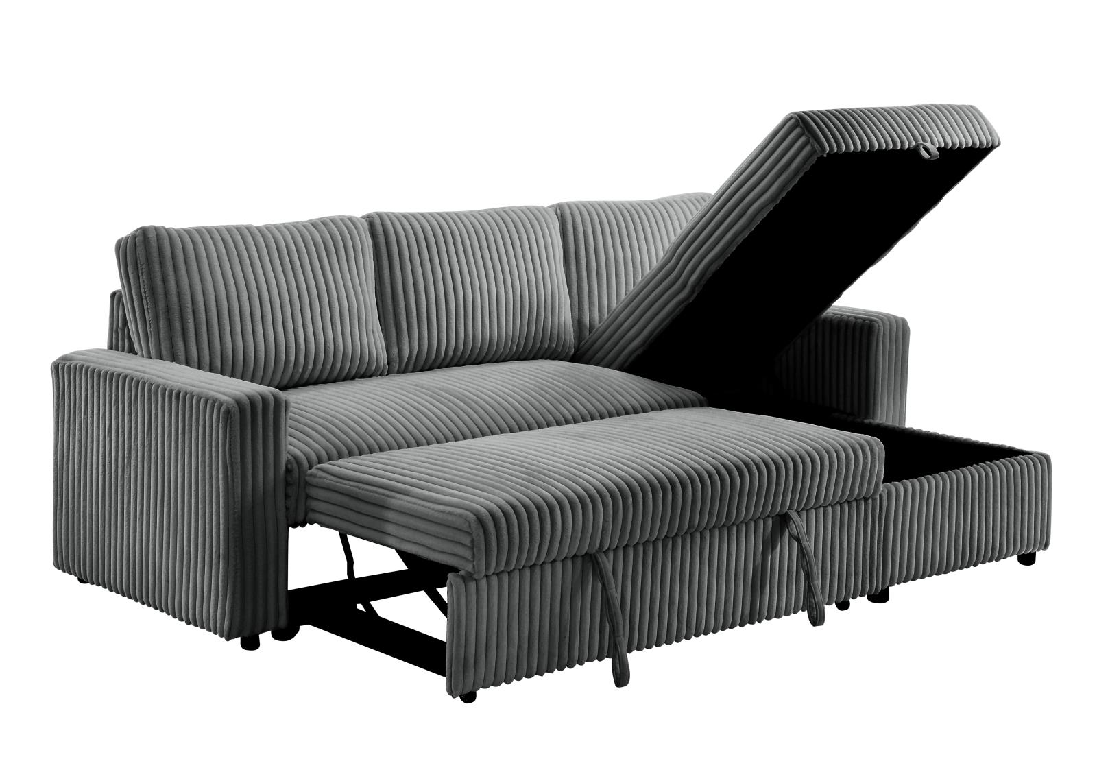 Jayla Light Gray Reversible Sectional with Pull-Out Bed & Storage Chaise — view 2