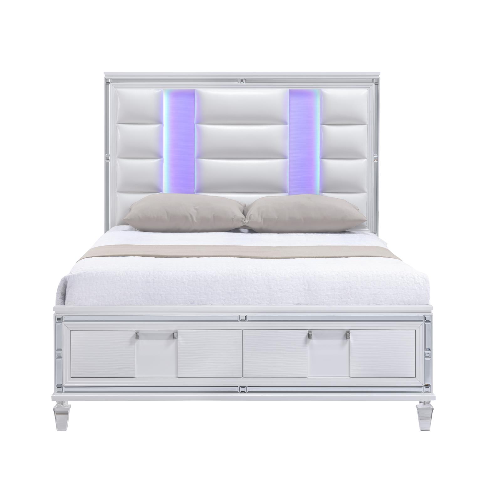 Olivia White Queen Bed, Dresser & Mirror — view 3