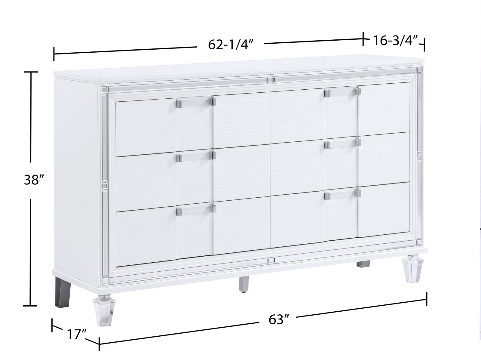 Olivia White Queen Bed, Dresser & Mirror — view 4