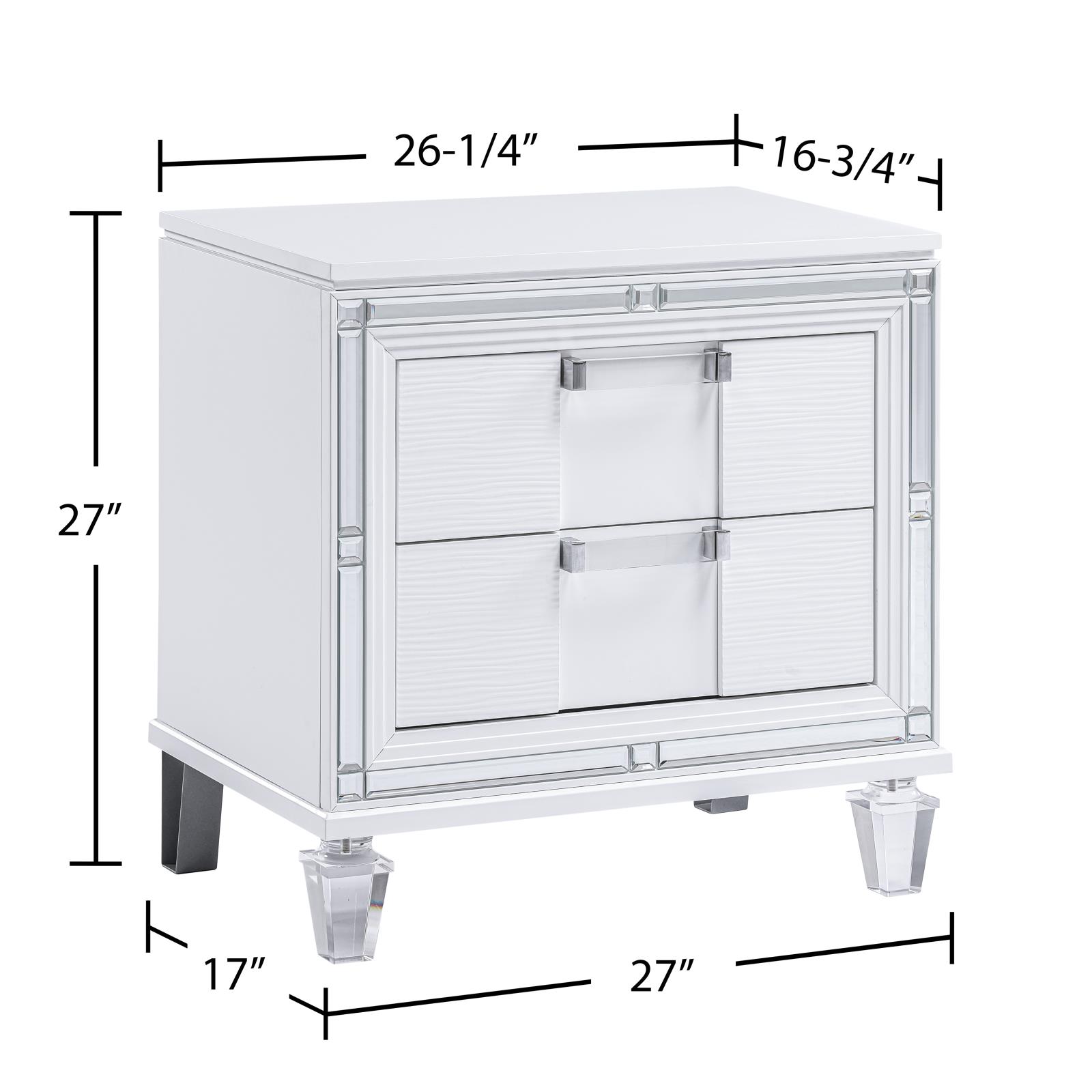 Olivia White Queen Bed, Dresser, Mirror, Chest & Nightstand — view 7