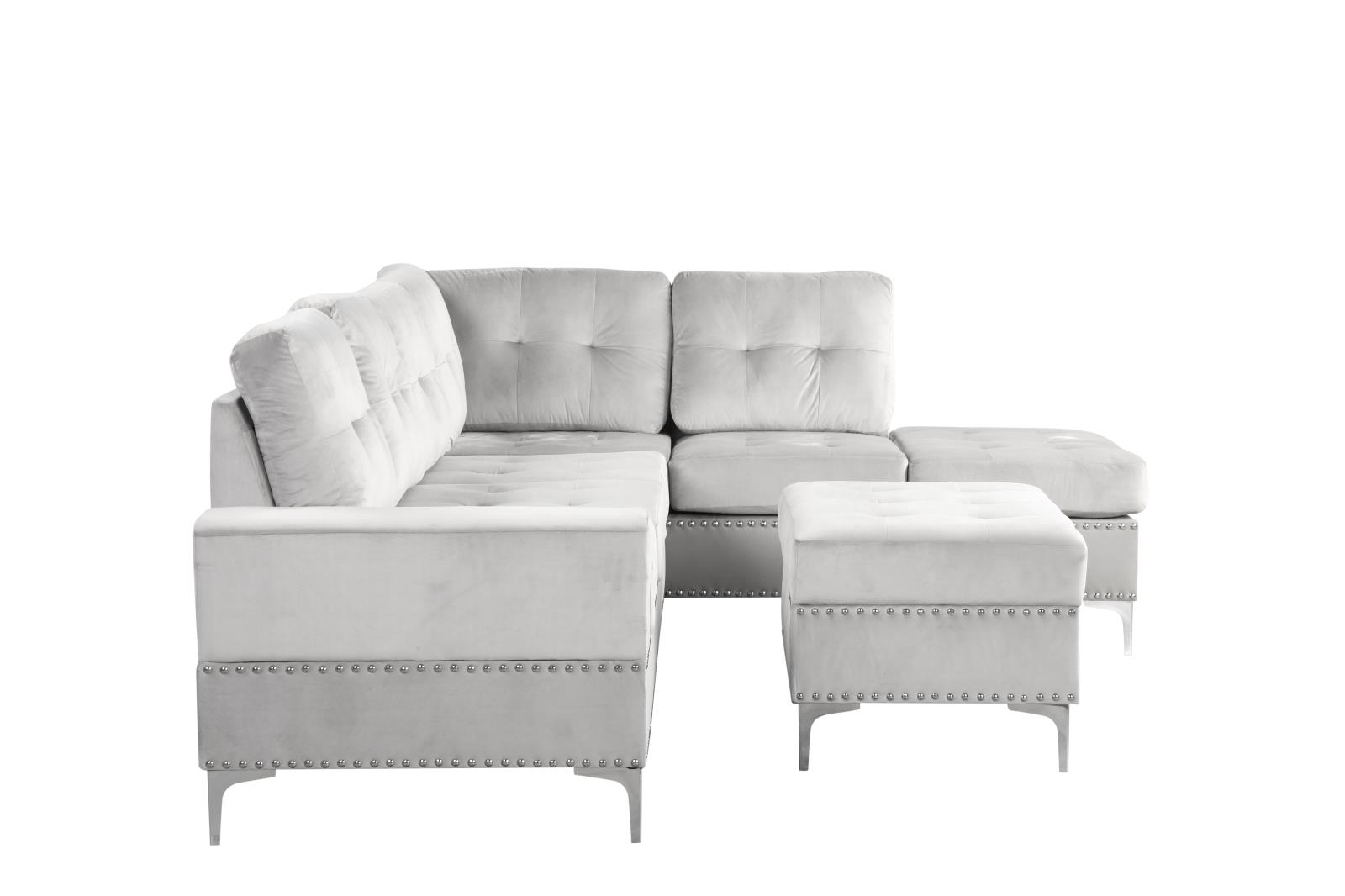 Naples Silver Sectional & Ottoman — view 2