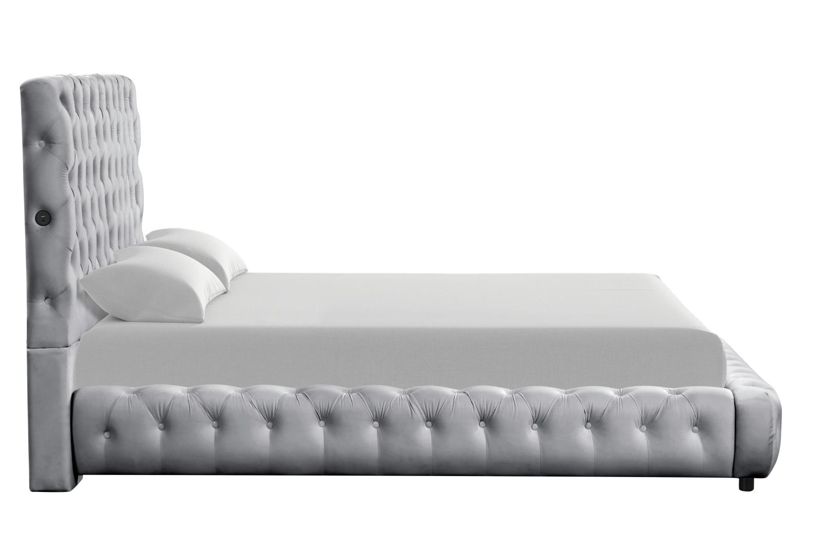 Lena Silver Upholstered Queen Bed