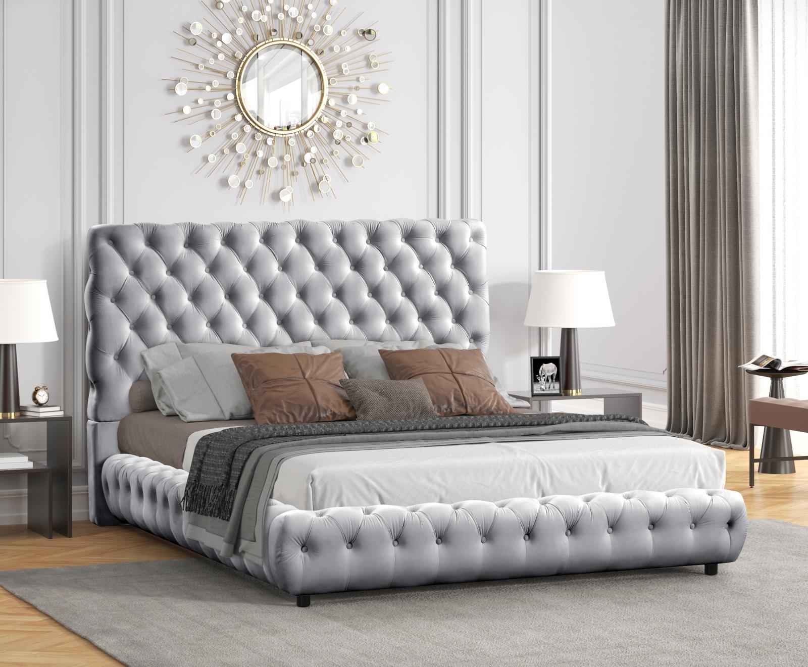 Lena Silver Upholstered King Bed — view 2