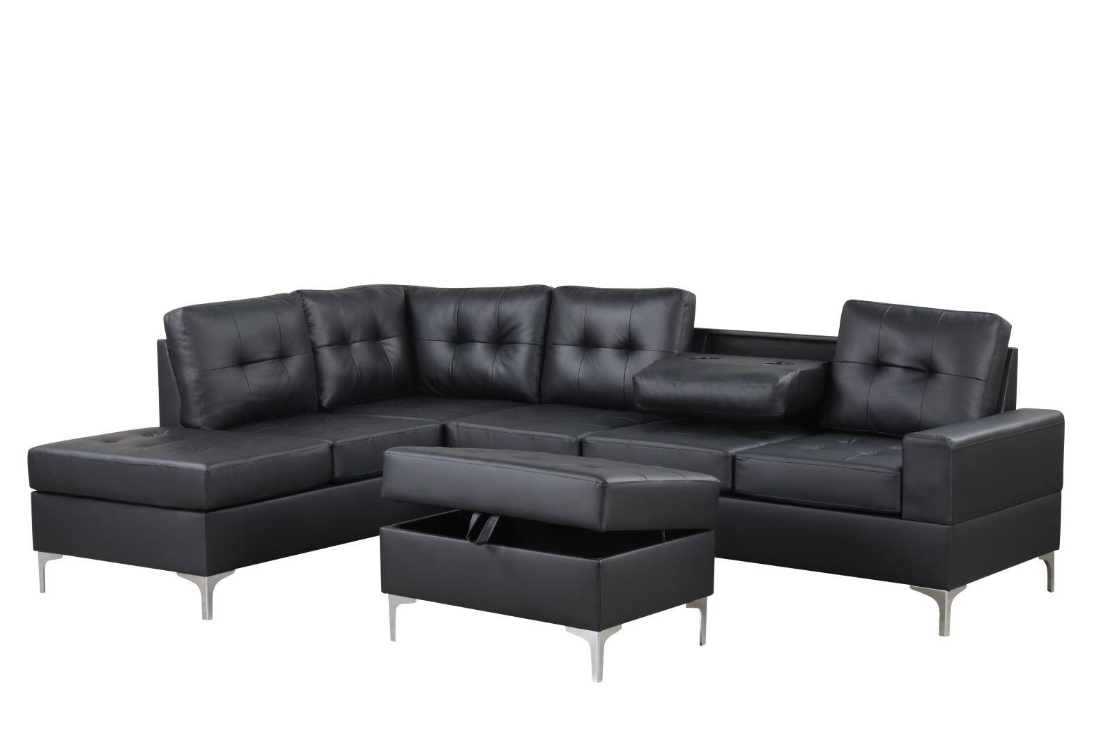 Myers Black Sectional & Ottoman — view 3