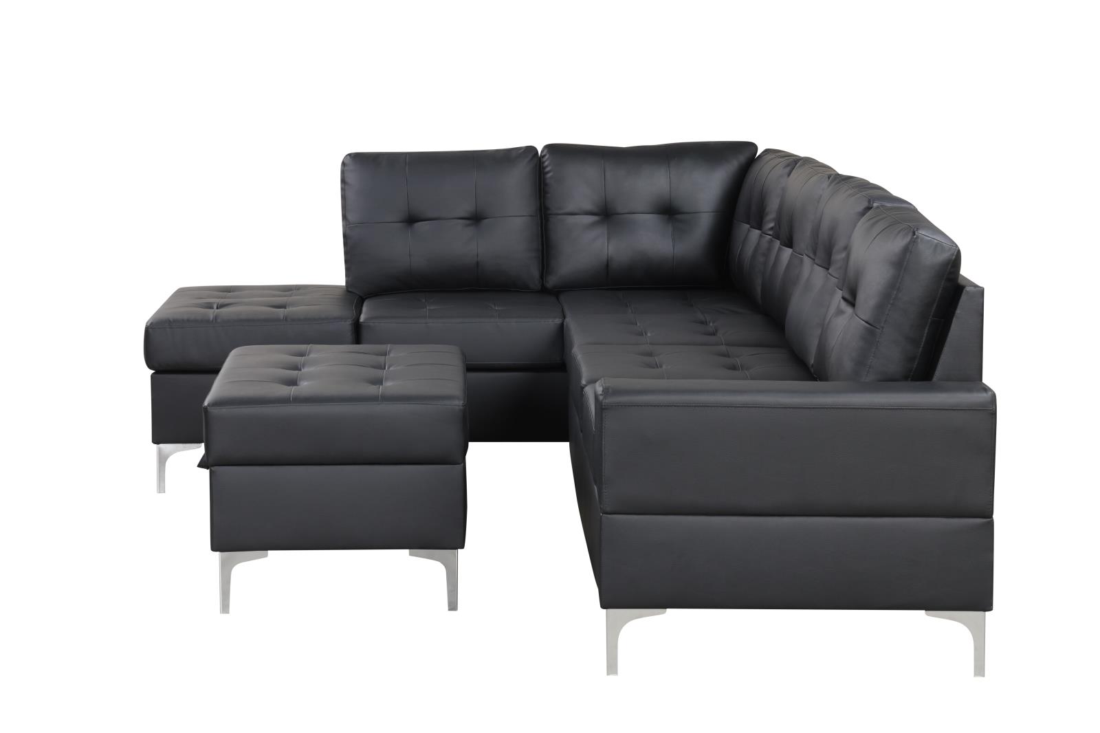 Myers Black Sectional & Ottoman — view 4