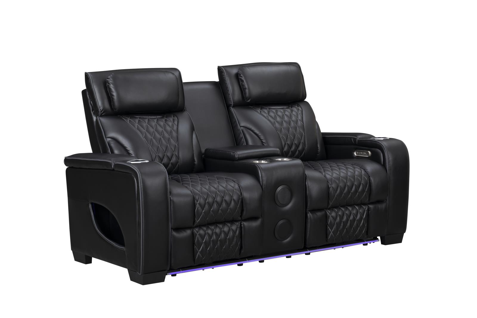 All Star Black Power Recliner Loveseat with Power Headrest