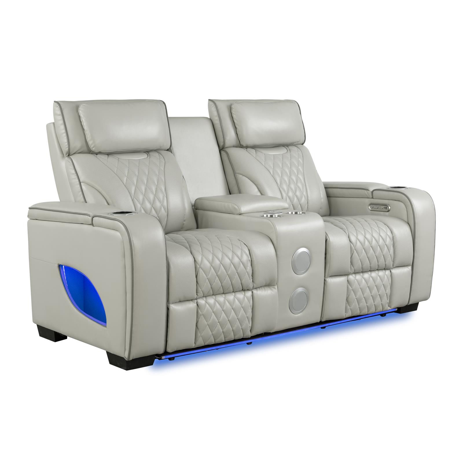 All Star Gray Power Recliner Loveseat with Power Headrest