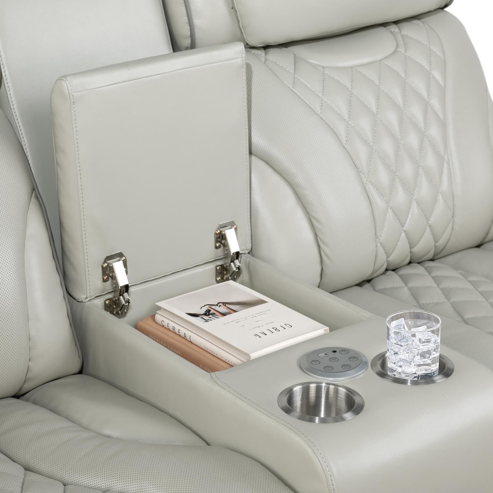 All Star Gray Power Recliner Loveseat with Power Headrest — view 4