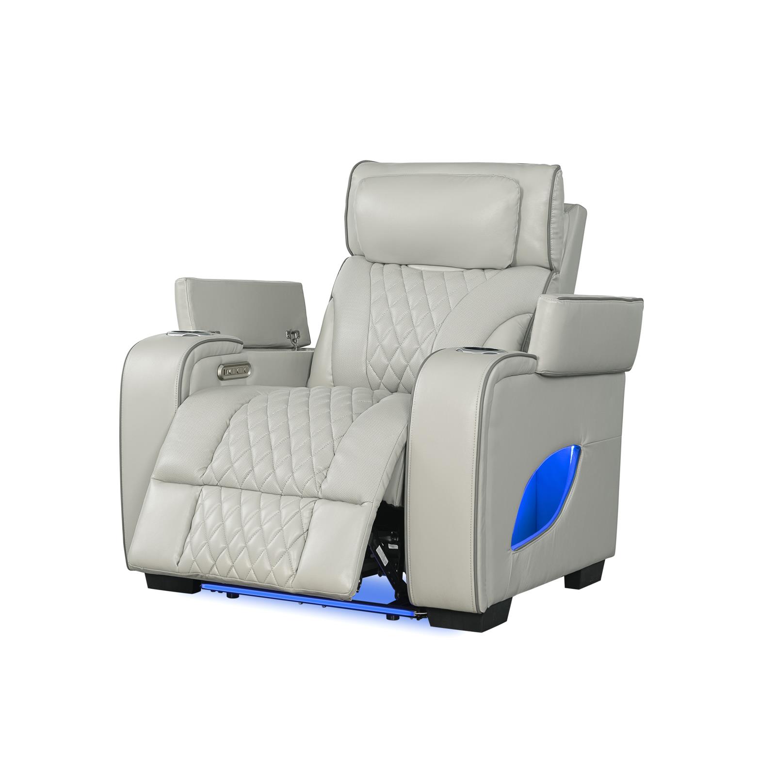 All Star Gray Power Recliner with Power Headrest — view 2