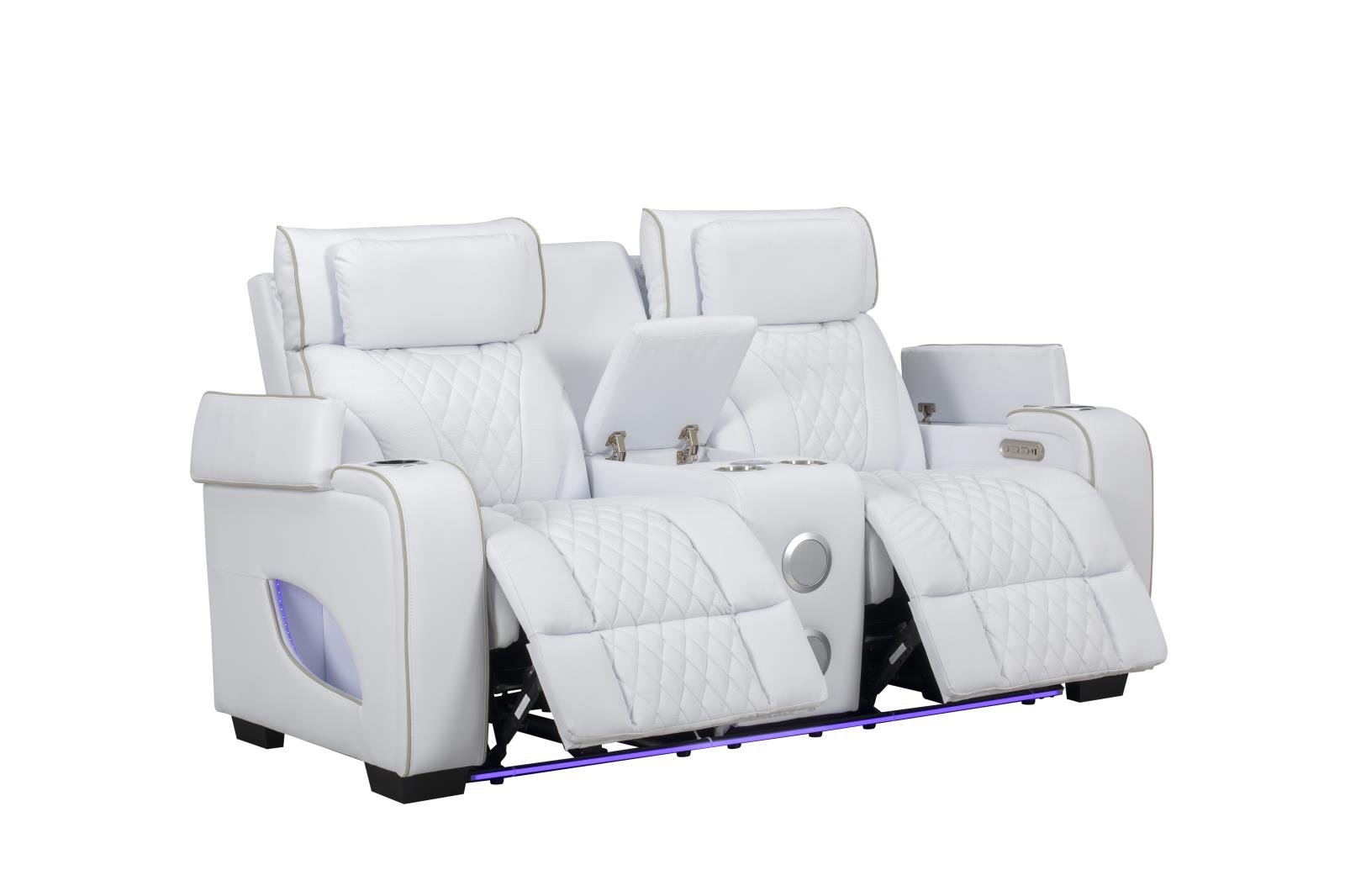 All Star White Power Recliner with Power Headrest (L663-L) — view 2