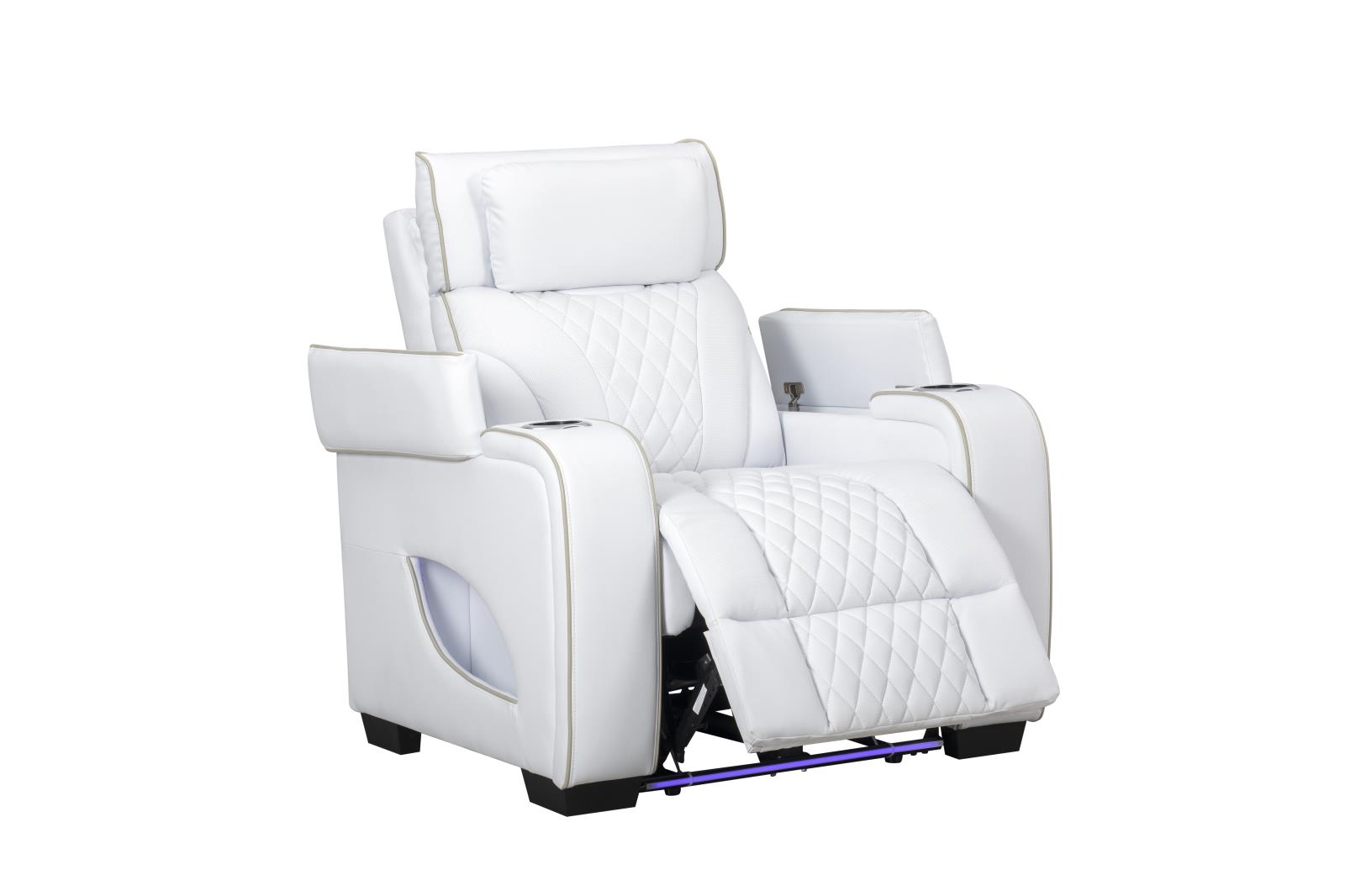 All Star White Power Reclining Sofa, Loveseat & Recliner — view 5
