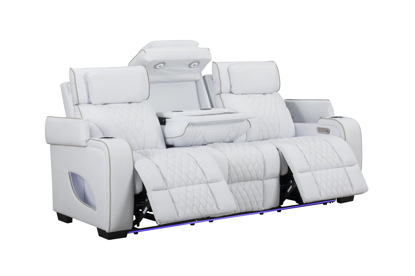 All Star White Power Recliner with Power Headrest (L663-S) — view 2