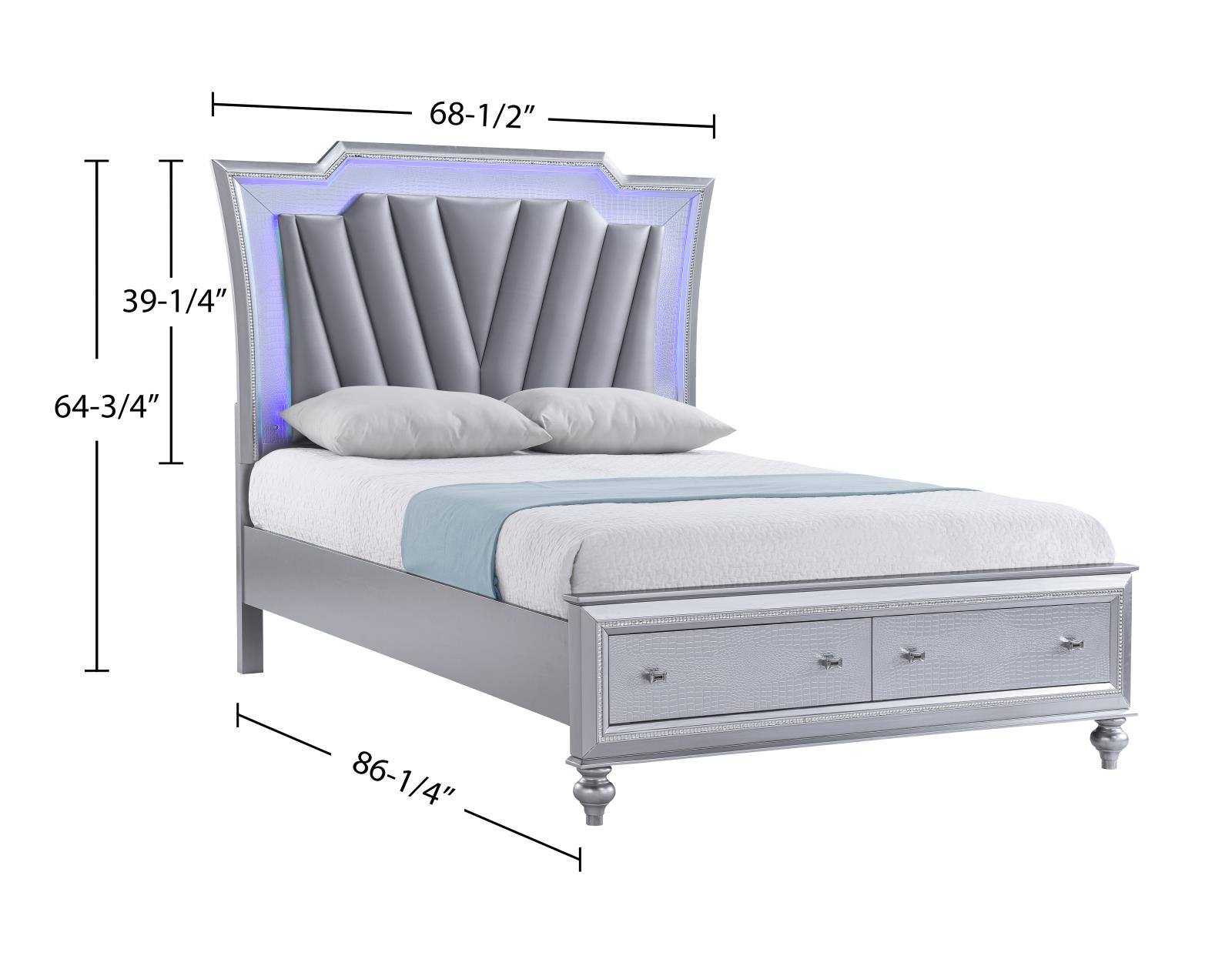 Nottingham Silver Upholstered Headboards Queen Bed — view 2