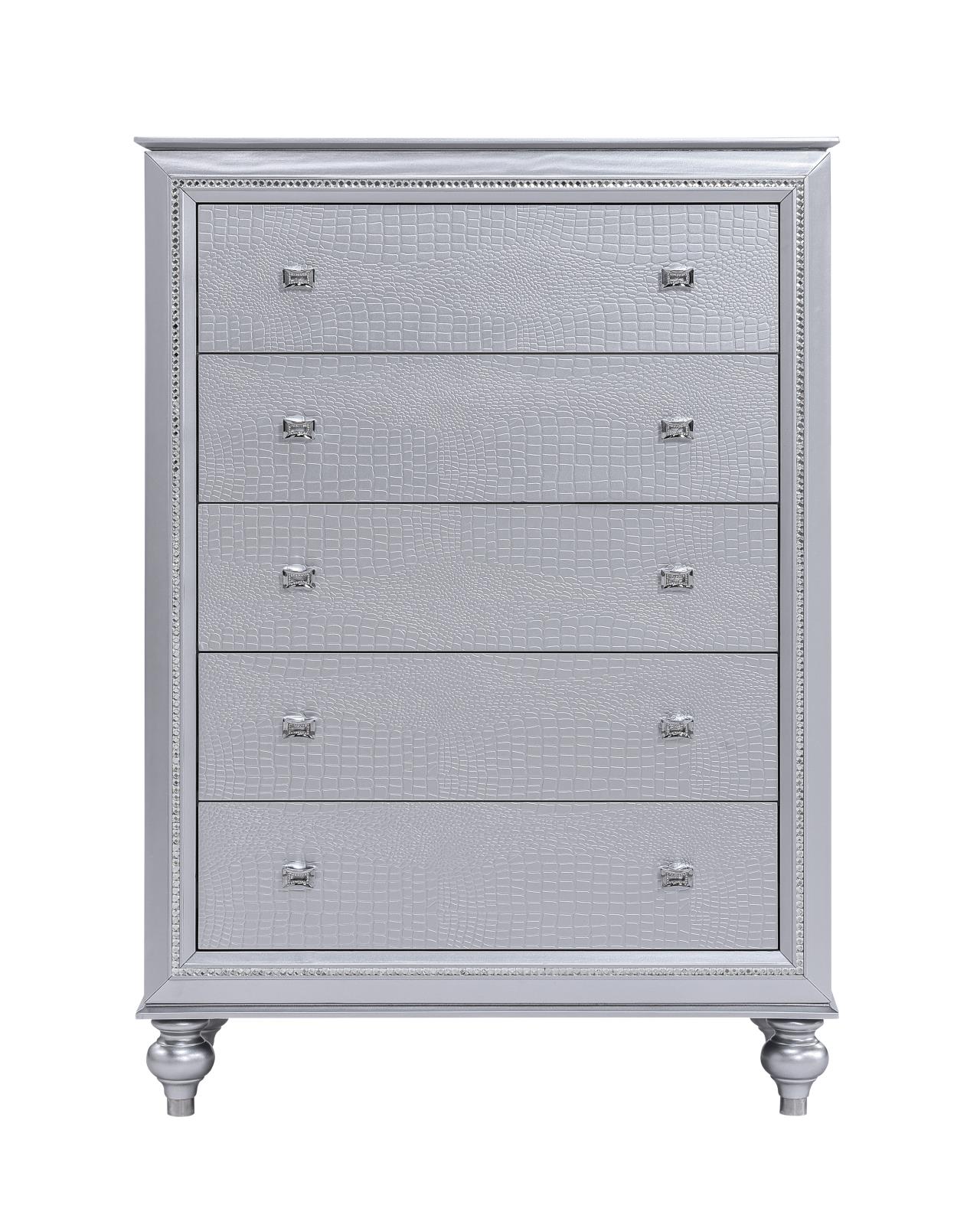 Nottingham Silver Queen Bed, Dresser, Mirror, Chest & Nightstand — view 5