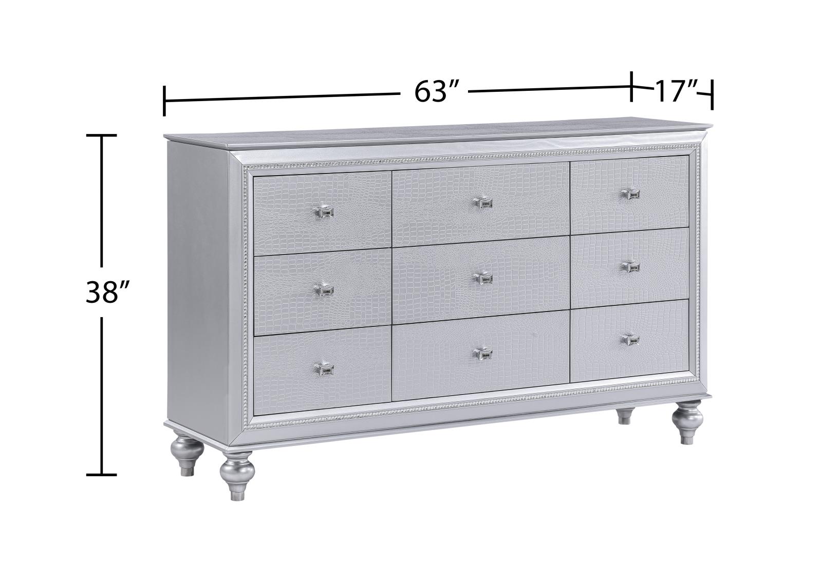 Nottingham Silver Sliver Queen Bed, Dresser & Mirror — view 3
