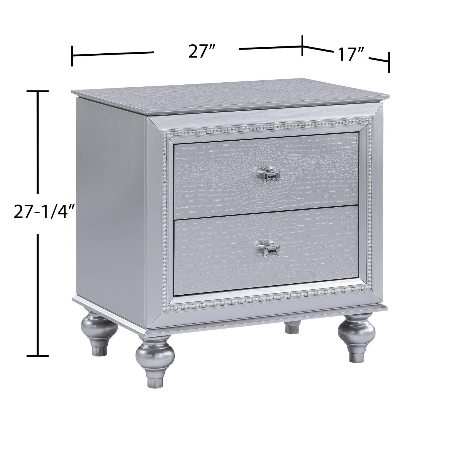 Nottingham Silver Queen Bed, Dresser, Mirror, Chest & Nightstand — view 6