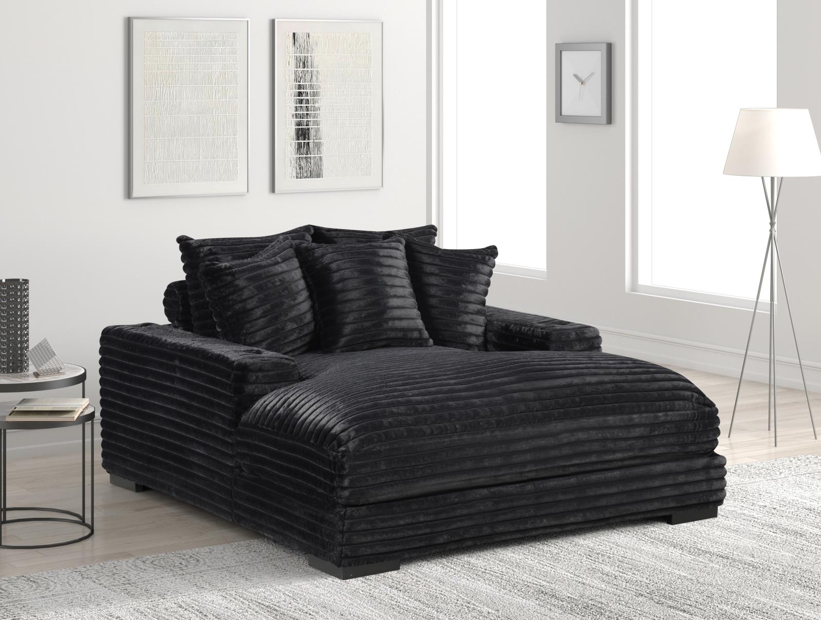 Julia Black Chaise Lounge with Two Cup Holder — view 4