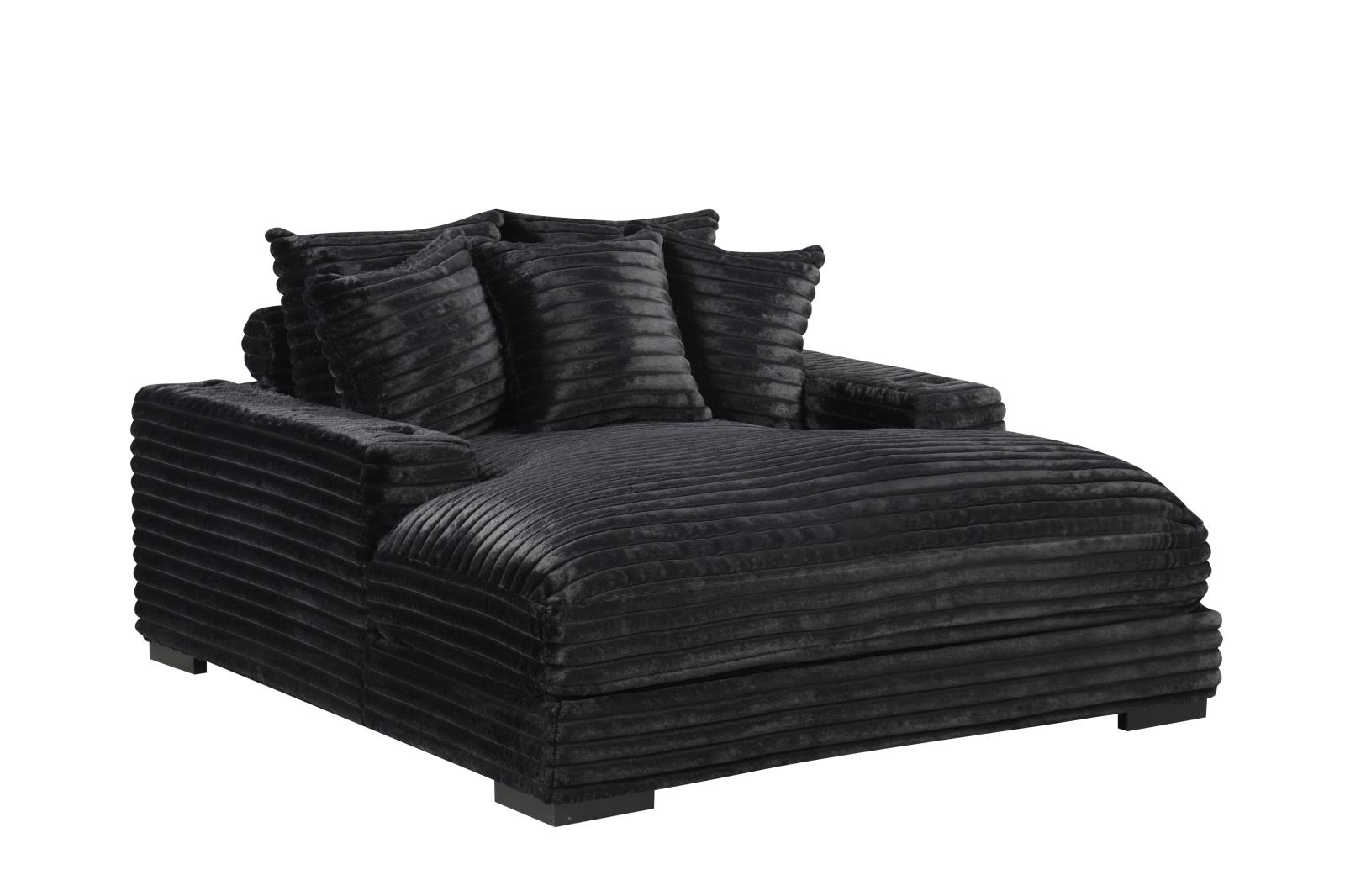 Julia Black Chaise Lounge with Two Cup Holder — view 2