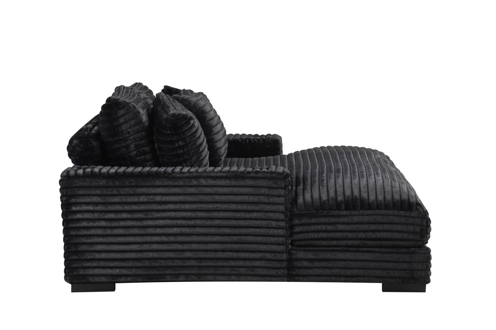 Julia Black Chaise Lounge with Two Cup Holder — view 3