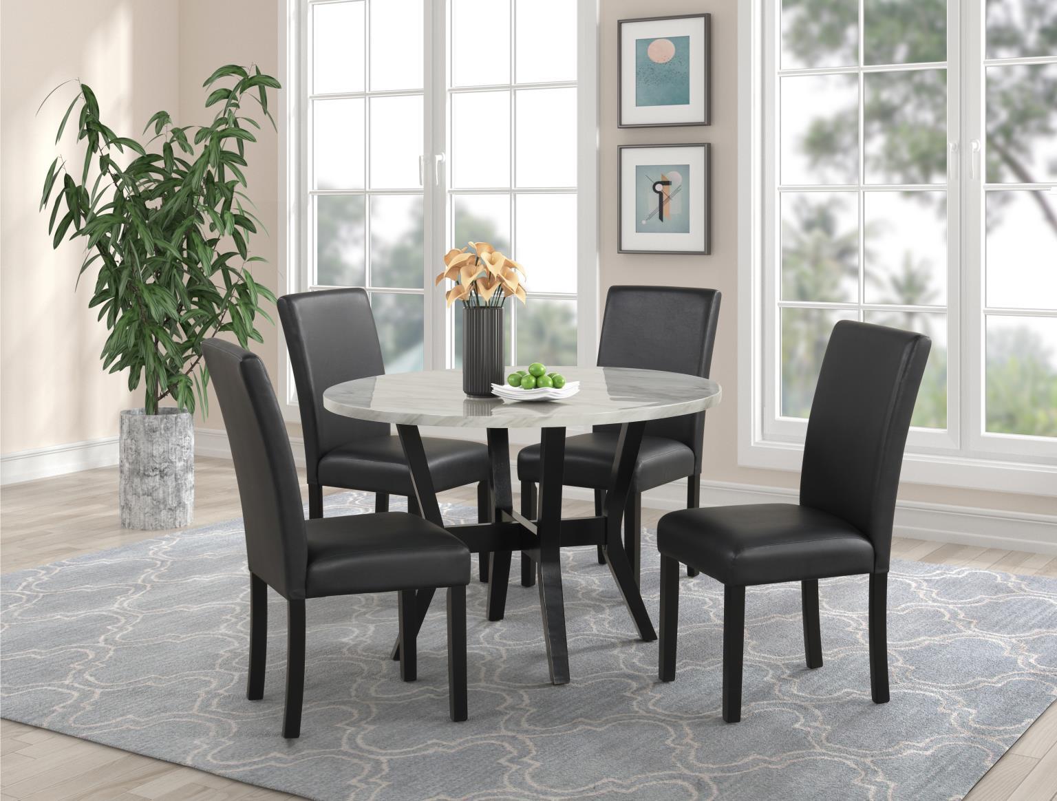 Maria White & Black 5-Piece Dining Set — view 2