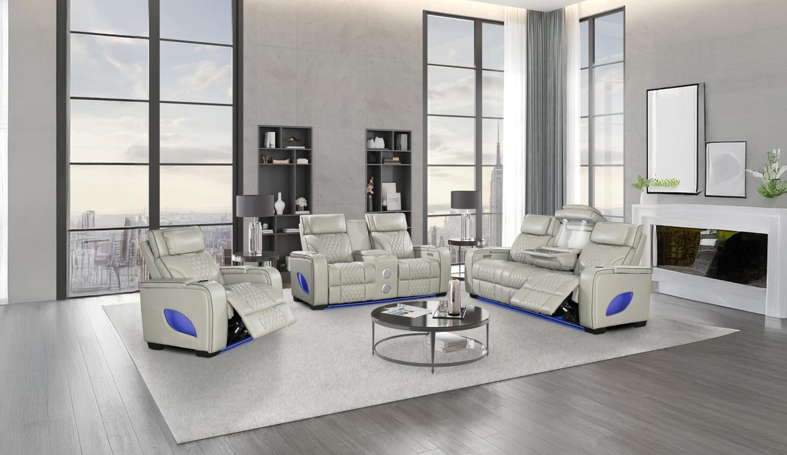 All Star Gray Power Recliner Loveseat with Power Headrest — view 3