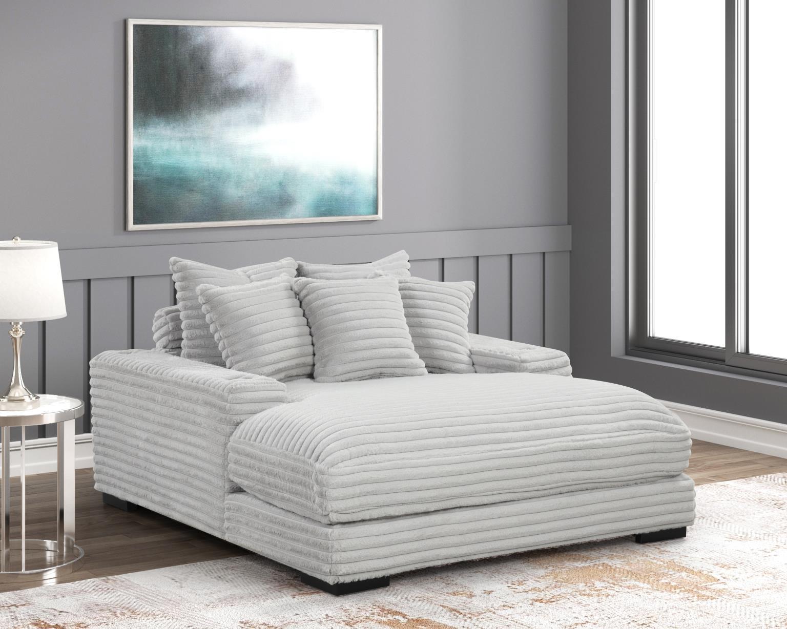Julia Gray Chaise Lounge with Two Cup Holder