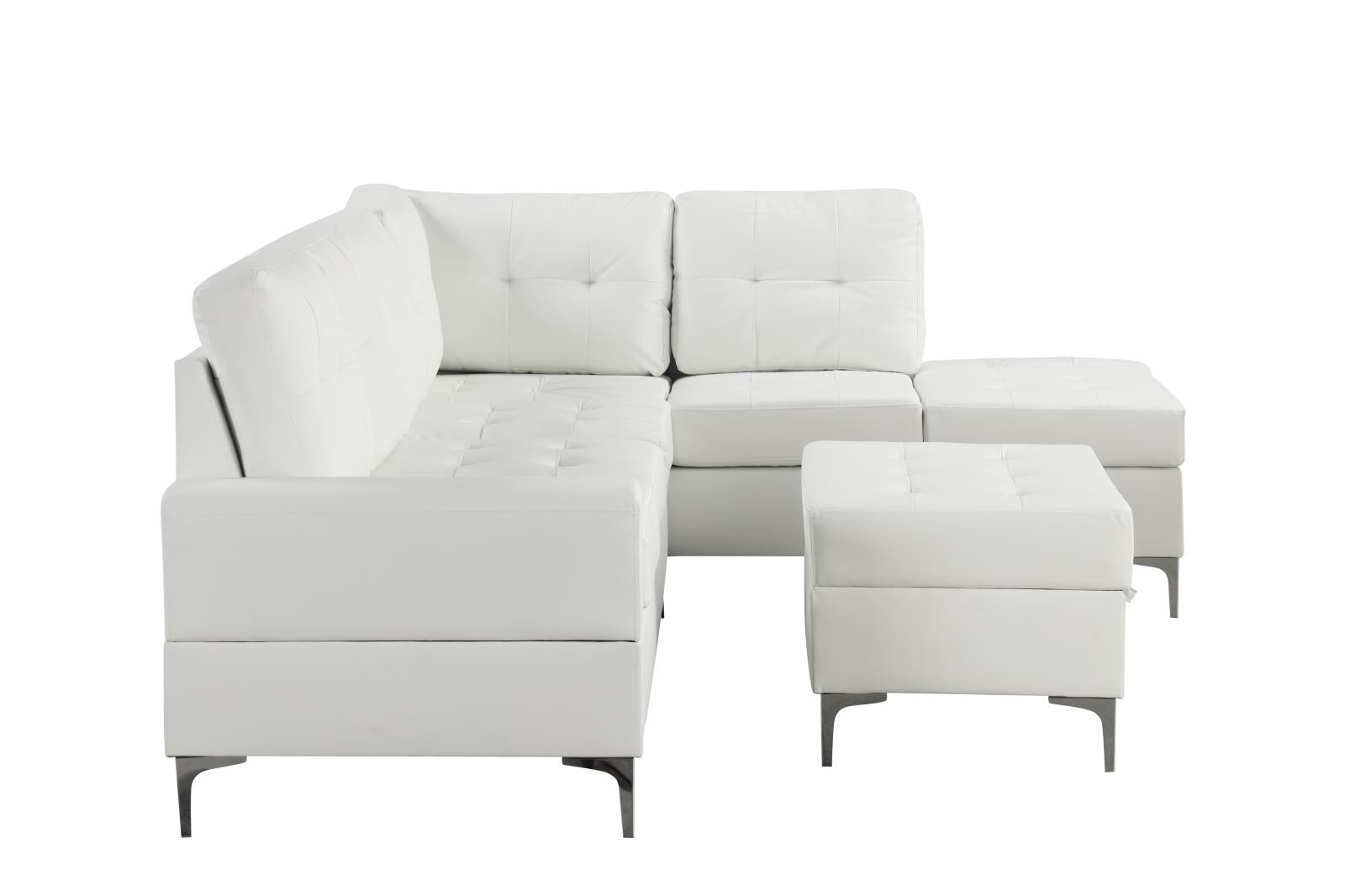 Myers 2-Piece Reversible White Sectional with Drop-Down Table (Metal Legs) — view 3