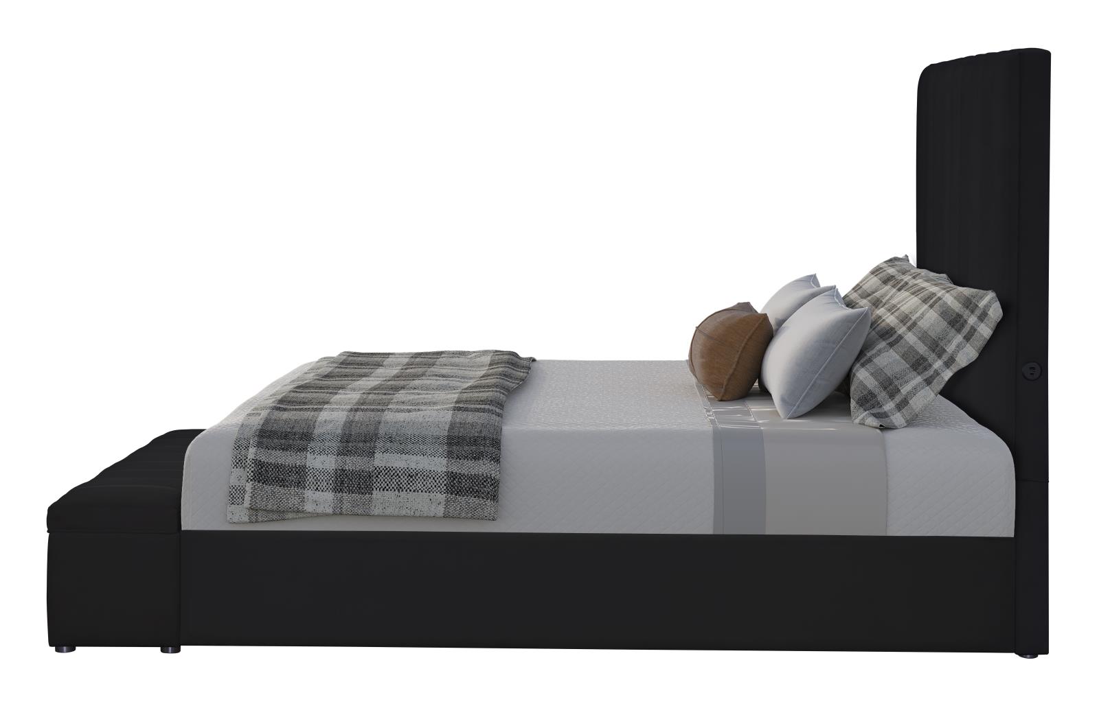 Jane Black Upholstered Storage King Bed with USB Charger — view 2