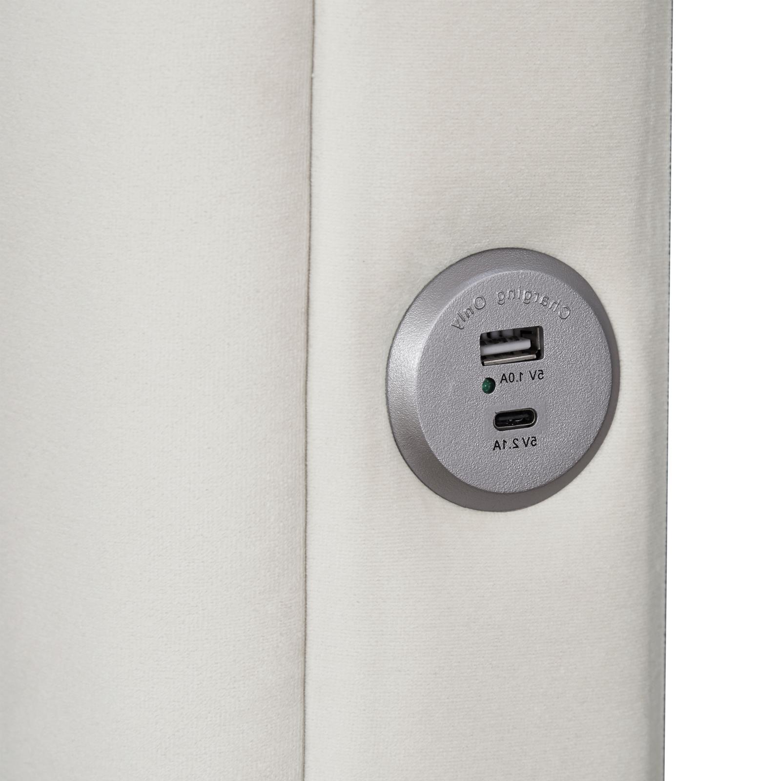 Jane Cream Upholstered Storage King Bed with USB Charger — view 4