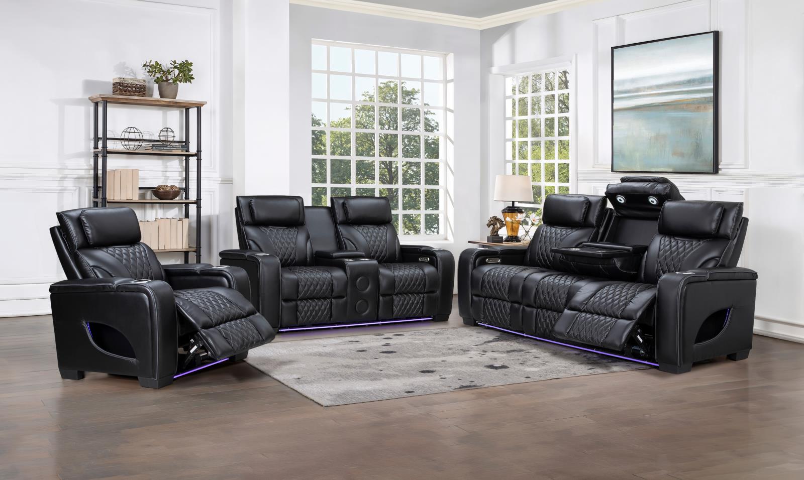 All Star Black Power Recliner Loveseat with Power Headrest — view 3
