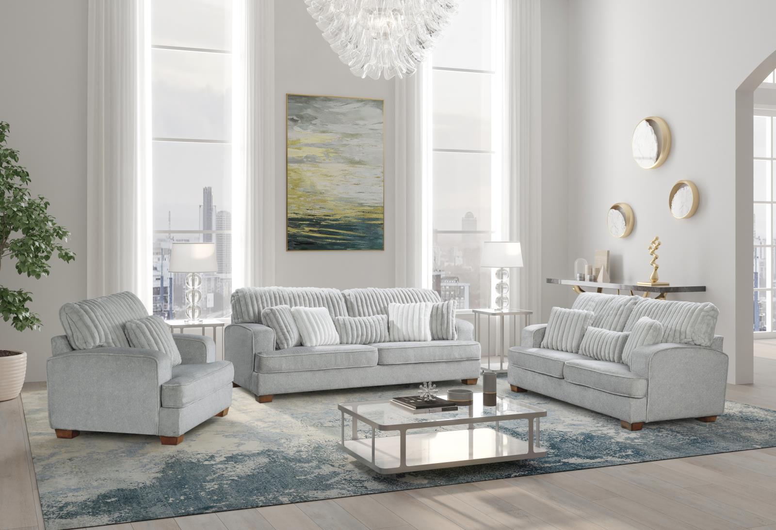 Haisley Light Gray Chair with Channel Tufted Back