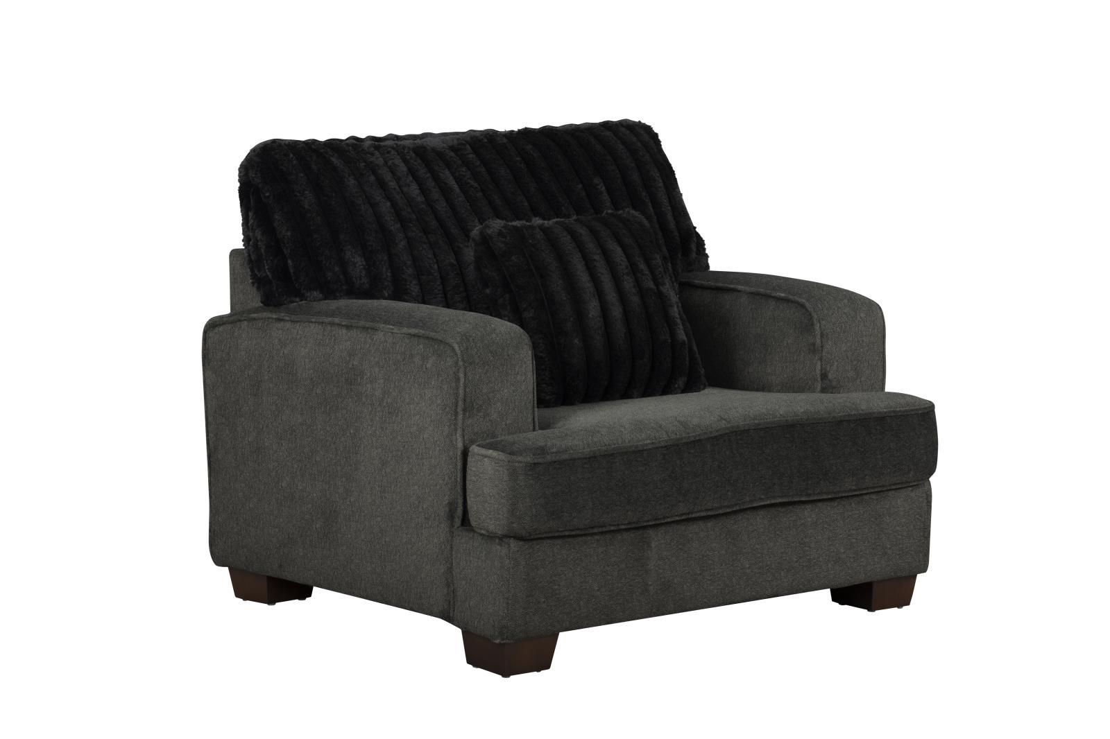 Haisley Dark Gray Chair with Channel Tufted Back