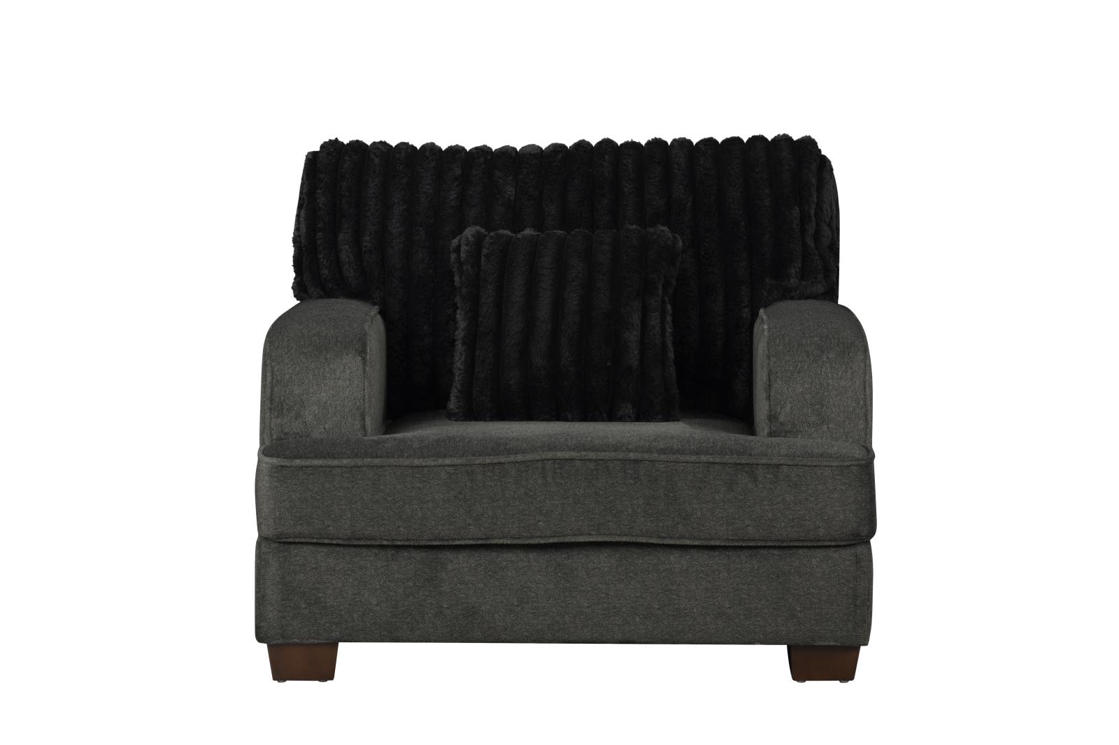 Haisley Dark Gray Chair with Channel Tufted Back — view 2