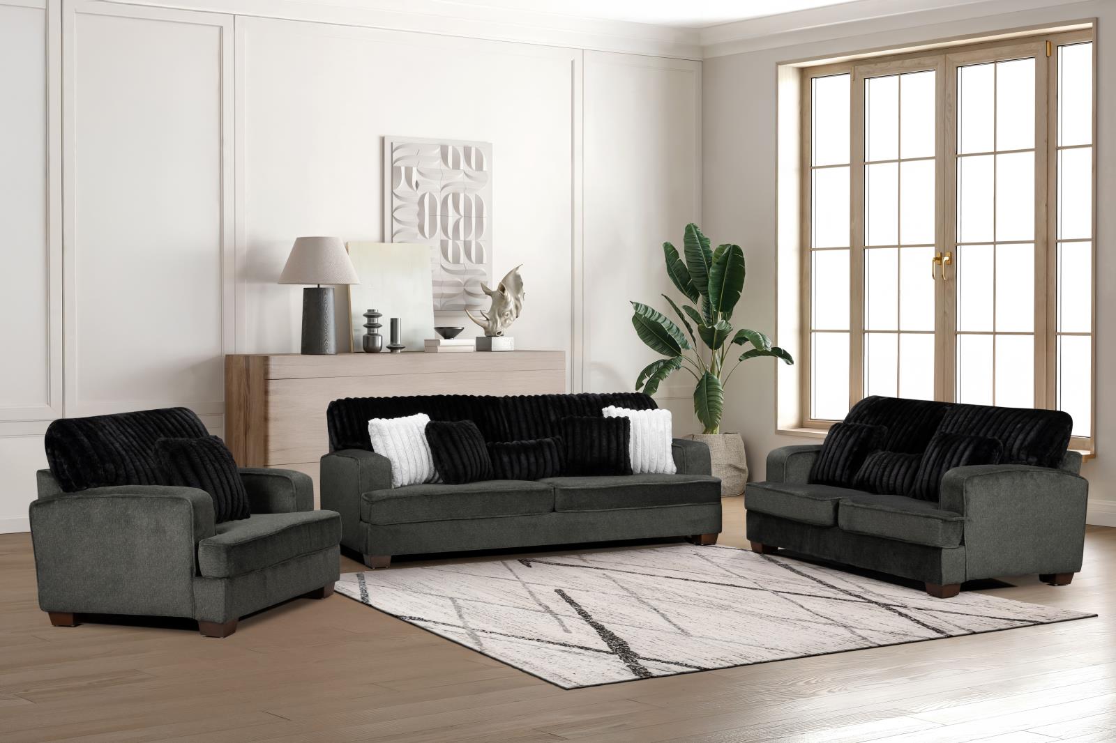 Haisley Dark Gray Sofa & Loveseat & Chair