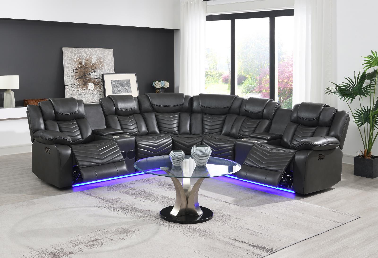 Zenith 3-Piece Gray Power Sectional (S481-Sectional) — view 3