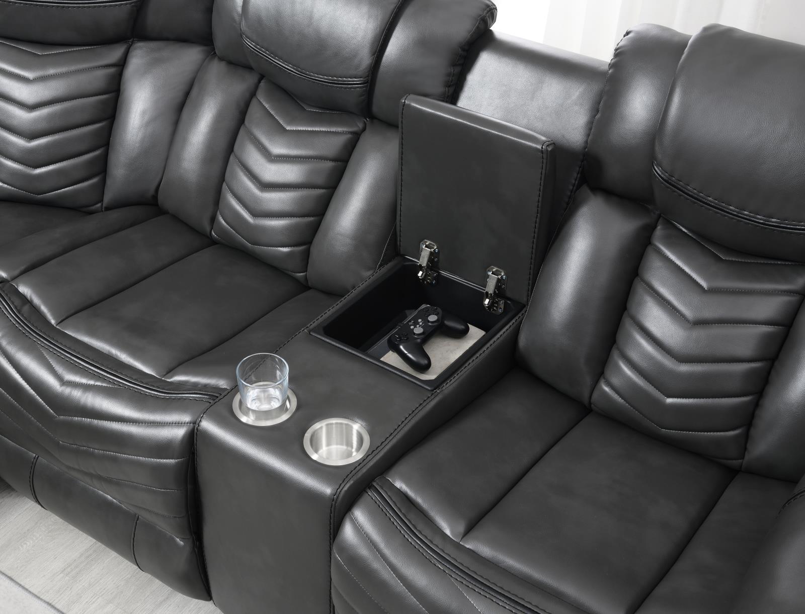 Zenith 3-Piece Gray Power Sectional (S481-Sectional) — view 2