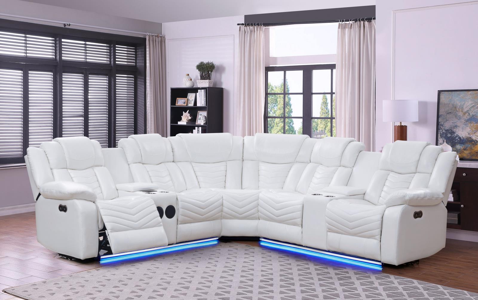 Zenith 3-Piece White Power Sectional — view 3