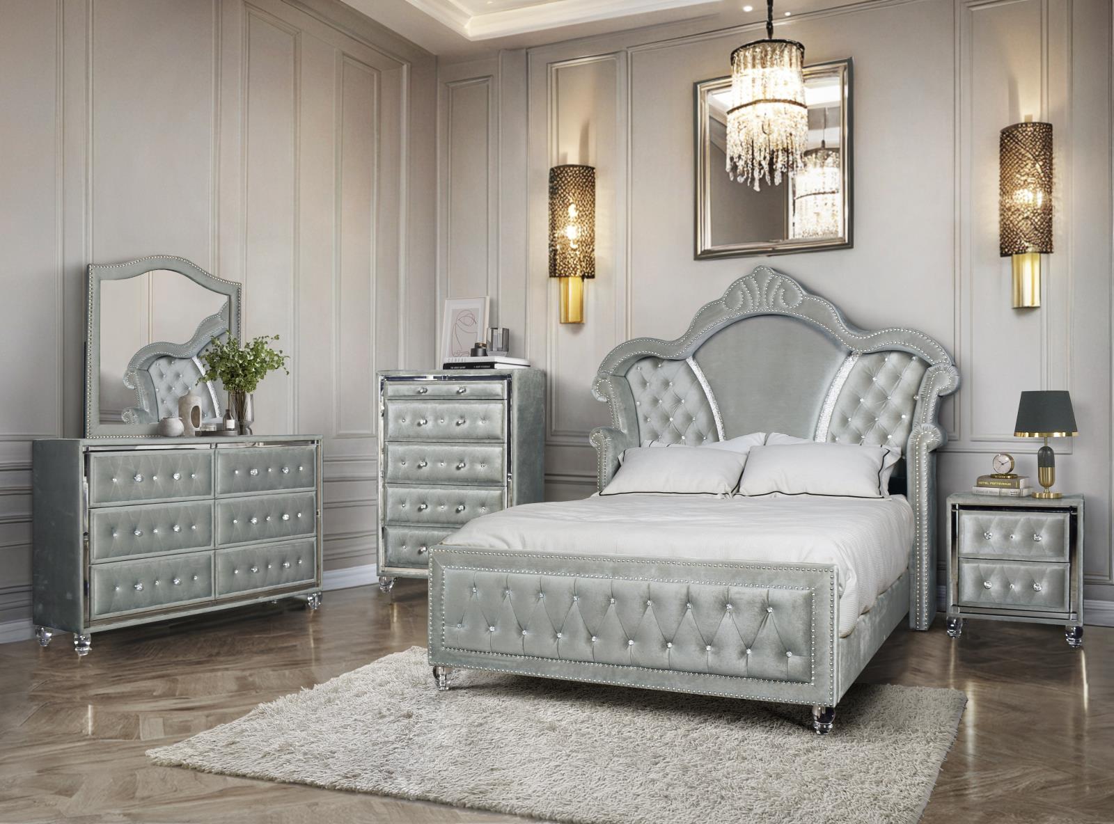 Augusta Gray King Bed, Dresser, Mirror, Chest & Nightstand