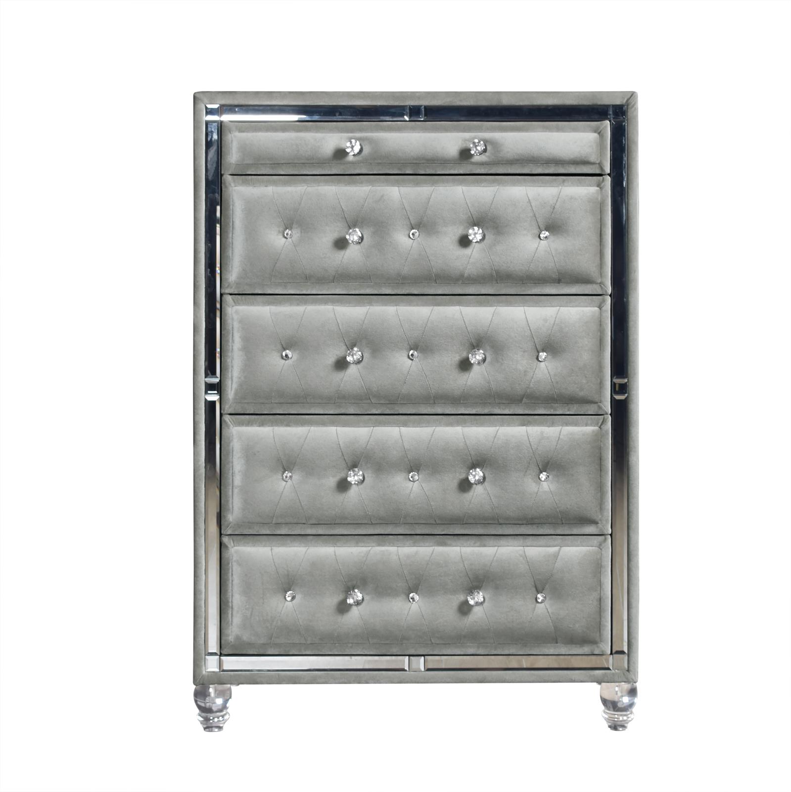 Augusta Gray King Bed, Dresser, Mirror, Chest & Nightstand — view 4