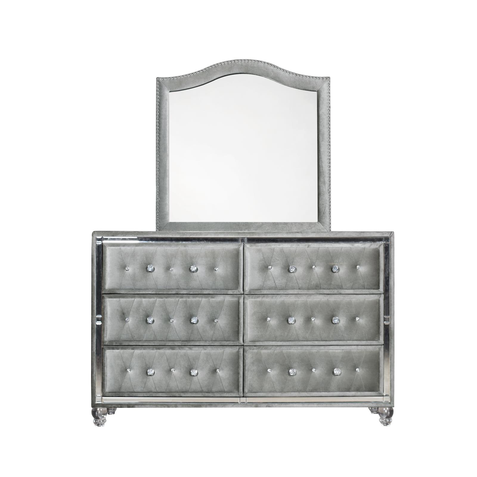 Augusta Gray King Bed, Dresser, Mirror, Chest & Nightstand — view 3