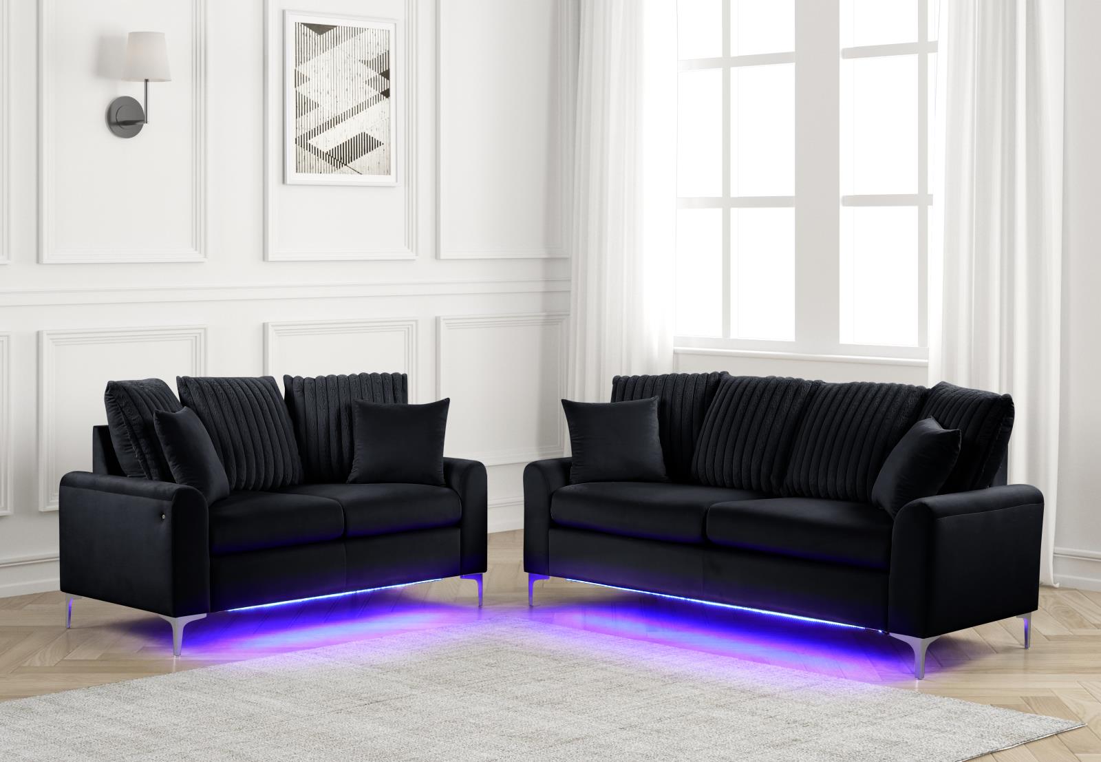 Melina Black Fabric Loveseat — view 2