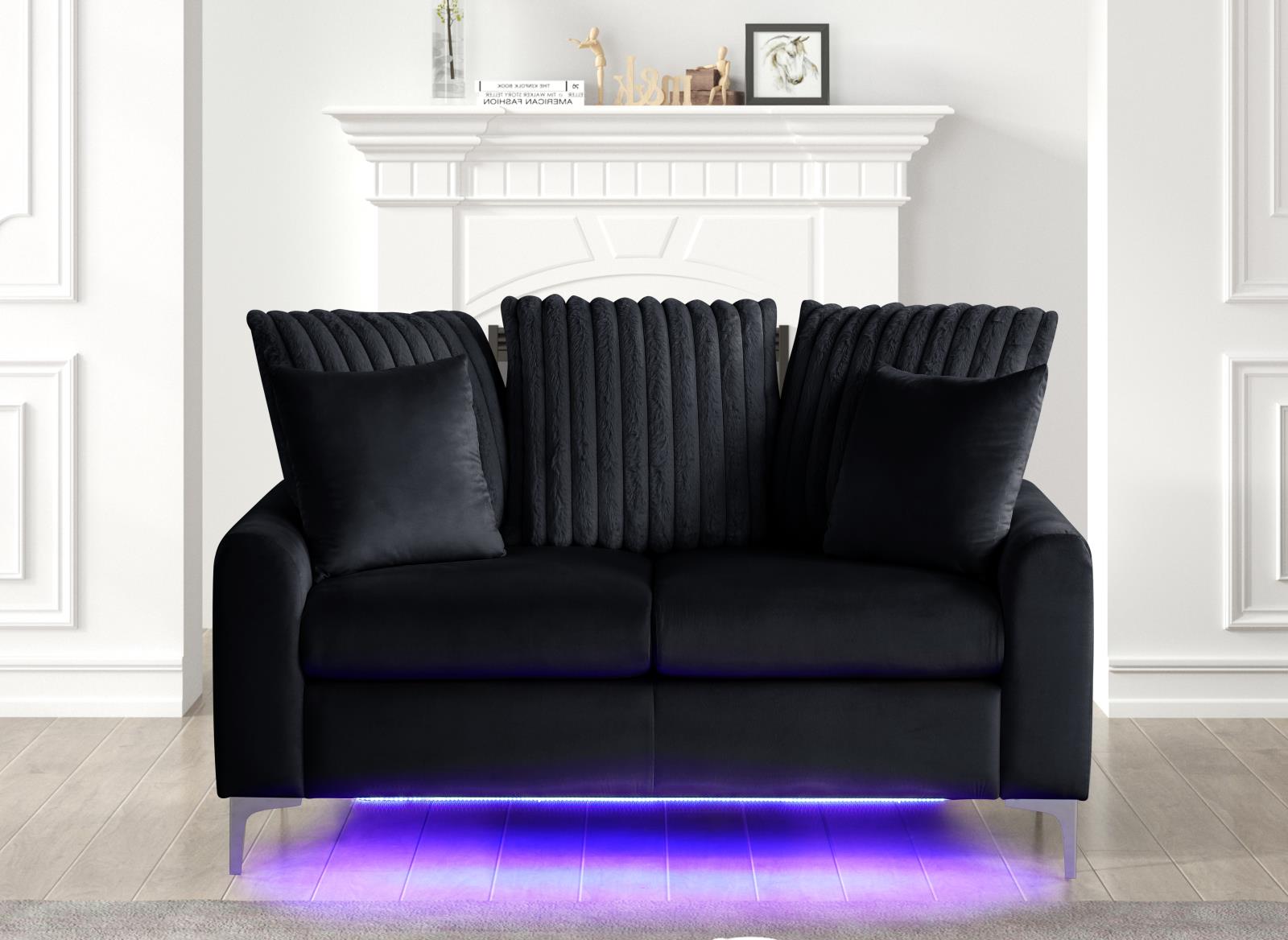 Melina Black Fabric Loveseat