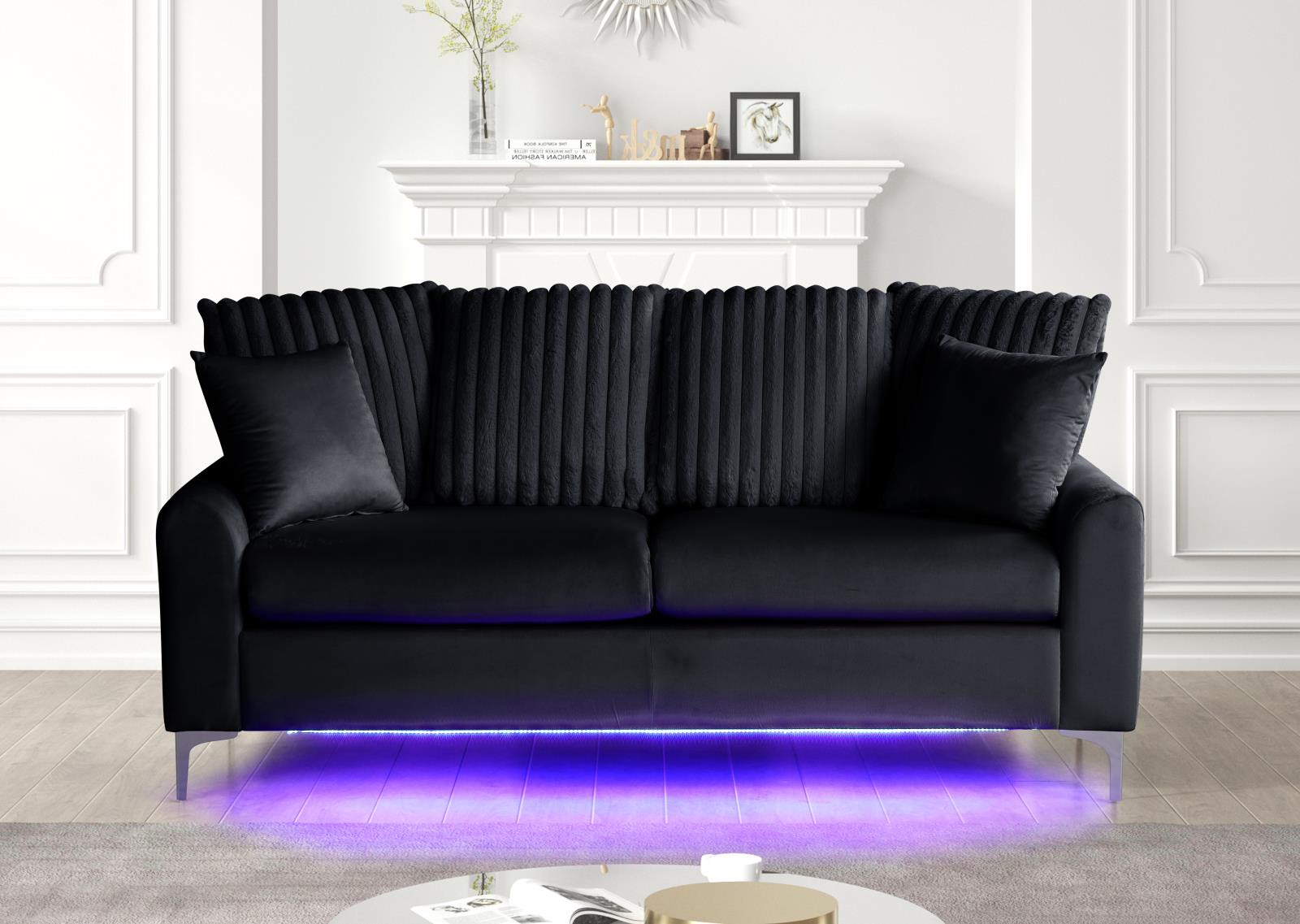 Melina Black Fabric Sofa & Loveseat — view 3