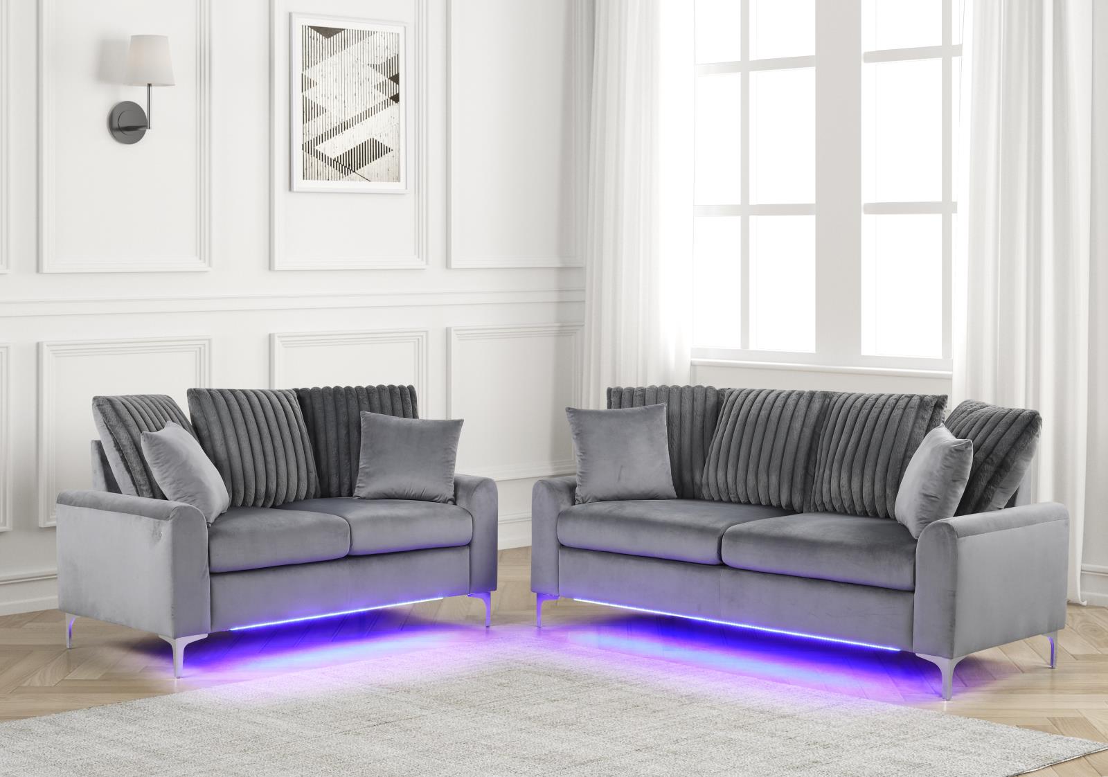 Melina Gray Fabric Loveseat — view 2